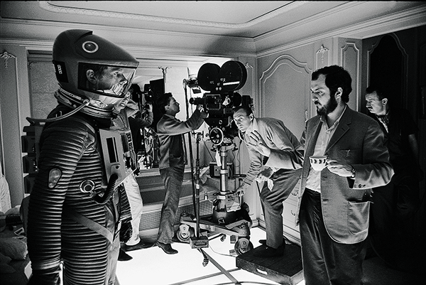 Kubrick on set in the film 2001 A Space Odyssey